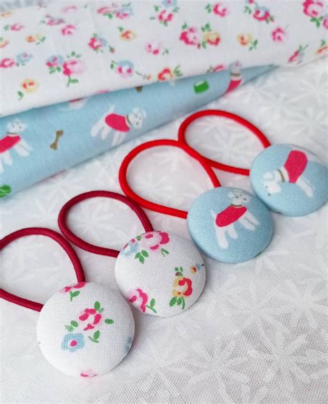 Cute Button Hair Bobbles Made With Cath Kidston Fabric Large Etsy