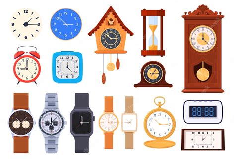 un conjunto de relojes de varios tipos y modelos relojes de oficina de muñeca de pared