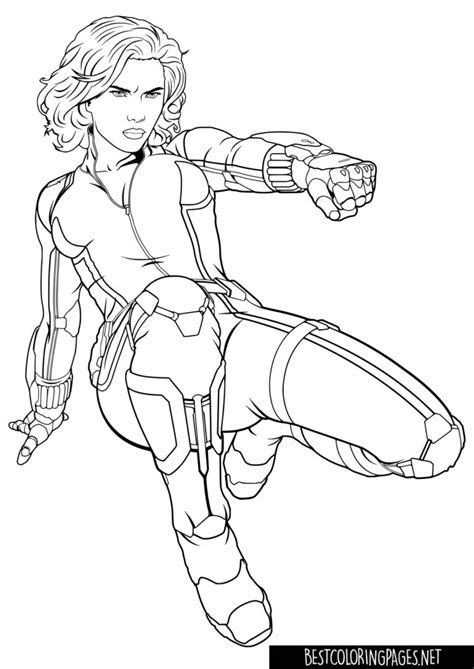 Black Widow Avengers Coloring Page Free Printable Coloring Pages