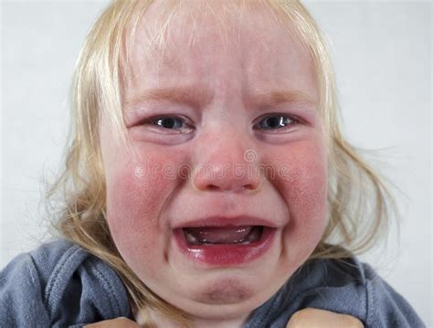 Portrait Baby Blonde Hair Emotion Crying Tears Stock Photo Image Of