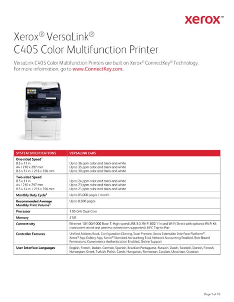 Xerox Versalink C405dn Color Laser Mfp C405dn