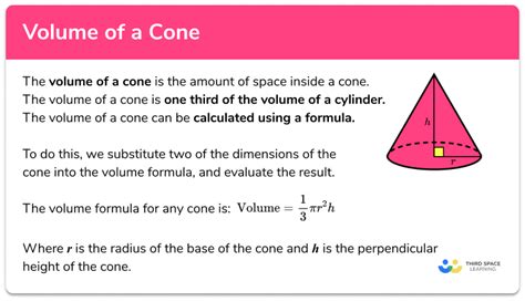 Formula Of Volume Of A Cone