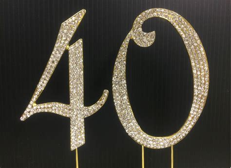 Rhinestone Gold Number 40 Cake Topper 40th Birthday
