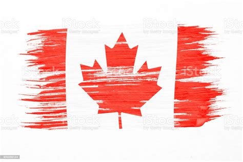 Art Brush Watercolor Painting Of Canadian Flag Blown In The Wind