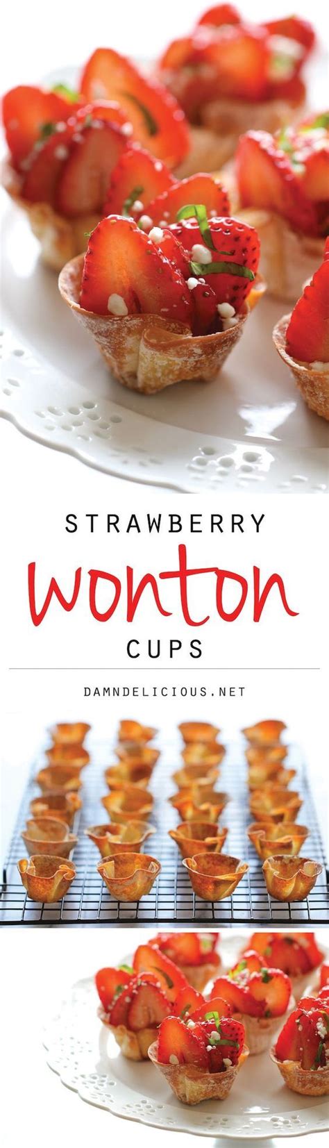 These cookie dough wontons are an epic dessert inspired by a local japanese restaurant and sure to become a new favorite! Strawberry Wonton Cups | Recipe | Wonton cups, Food, Yummy ...