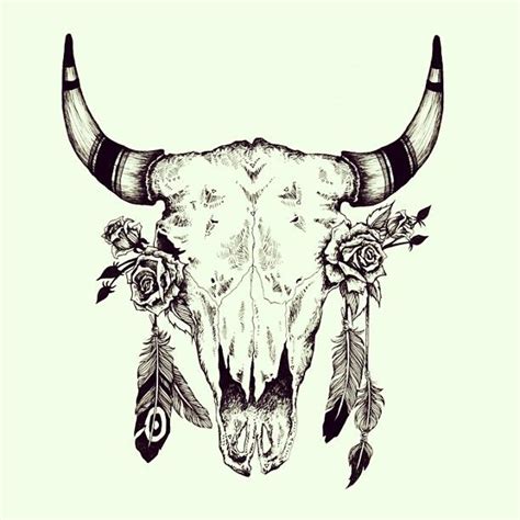 Pin By Rumi And Fox On Art Bull Skull Tattoos Bull Skulls Western Tattoos