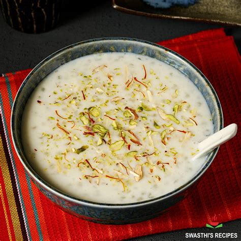 Sabudana Kheer Indian Sago Pudding Swasthis Recipes