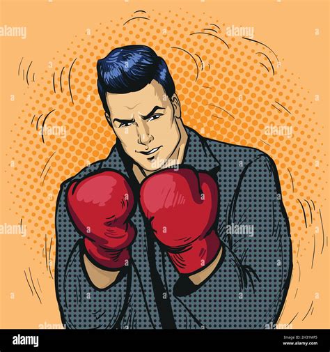 Man In Boxing Gloves Vector Illustration In Comic Pop Art Style