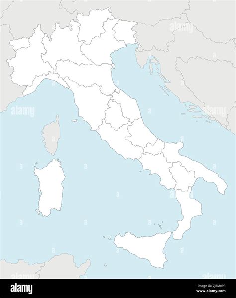 Vector Blank Map Of Italy With Regions And Administrative Divisions
