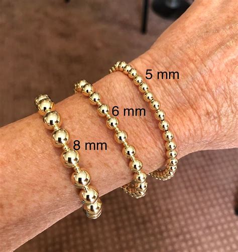 Solid 14 Karat Gold Bead Bracelet 5 Mm