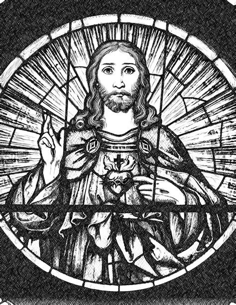 Sacred Heart Of Jesus Catholic Coloring Page