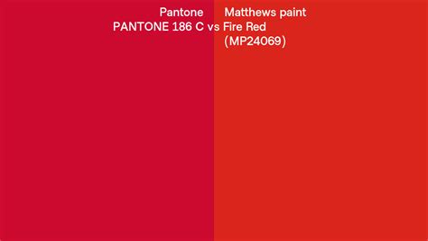Pantone 186 C Vs Matthews Paint Fire Red Mp24069 Side By Side Comparison