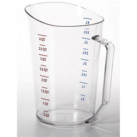 Quarts or gallons the si derived unit for volume is the cubic meter. Cambro Clear, Camwear Measuring Cups, 4 Quarts, 1/PK ...