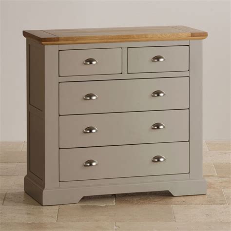 Natural Oak And Light Grey Painted 23 Chest Of Drawers