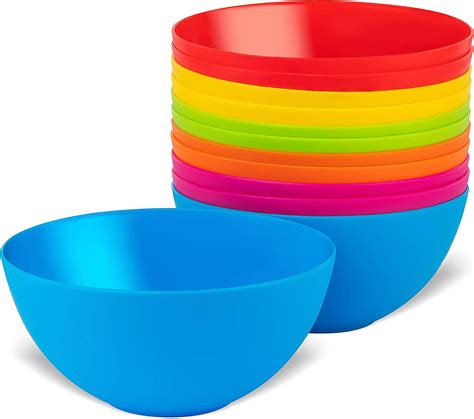 Plaskidy Plastic Bowls Set Of 12 Kids Bowls 24 Oz Microwave Dishwasher