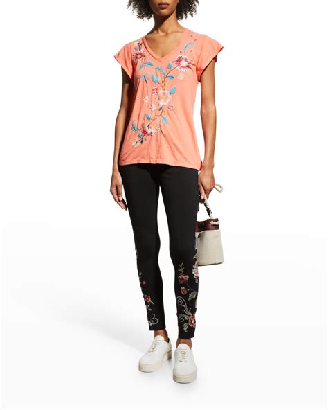 Johnny Was Grace Embroidered Flutter Sleeve Tee Neiman Marcus