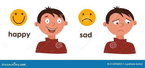 Young Boy With Good And Bad Mood Change In Emotions Joy Sadness Two