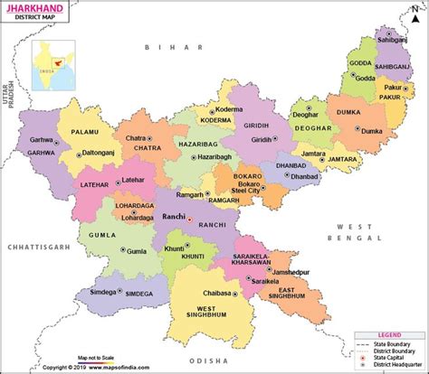 Find Jharkhand District Map Showing The Names And Location Of All