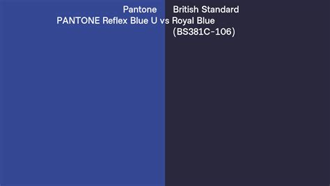 Pantone Reflex Blue U Vs British Standard Royal Blue Bs381c 106 Side