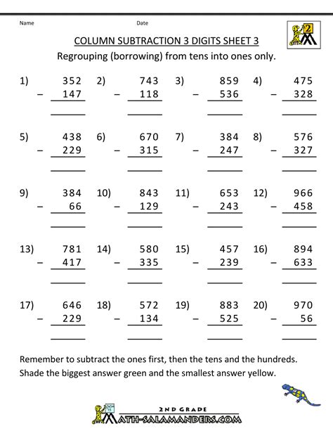 Addition Subtraction And Multiplication Worksheets For Grade 3 Free