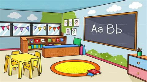 Preschool Classroom Background Cartoon Vector Clipart Friendlystock