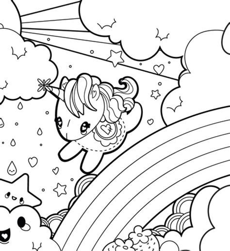 Baby Unicorn In Magical Sky Coloring Page Free Printable Coloring