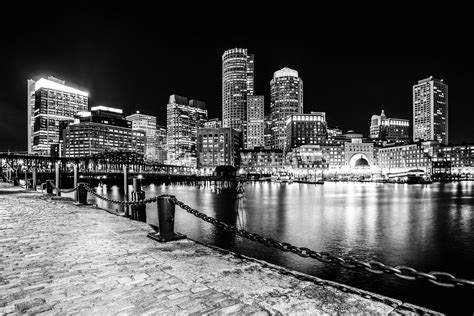 Art Print And Stock Photo Boston Cityscape At Night Black