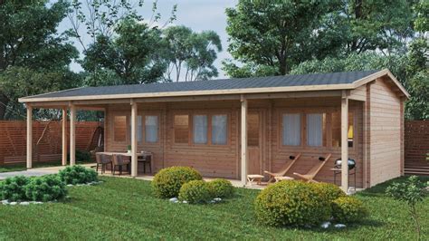 Two Bedroom Log Cabin With Large Veranda Edward 37m2 6 X 13 M 70mm