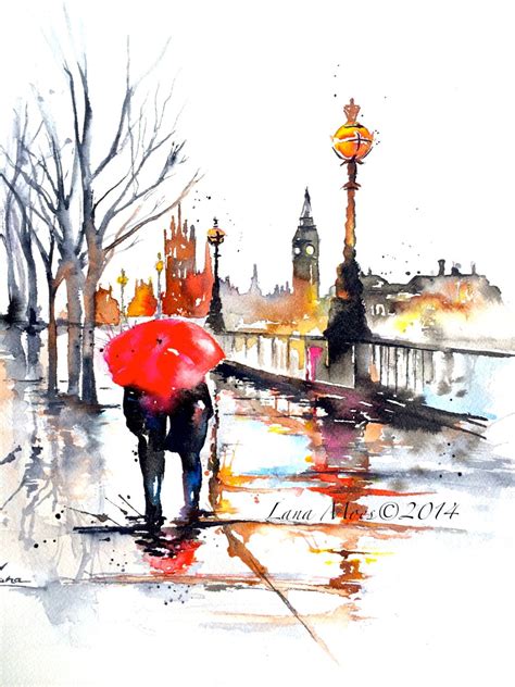 London Travel Watercolor Illustration Print From Original
