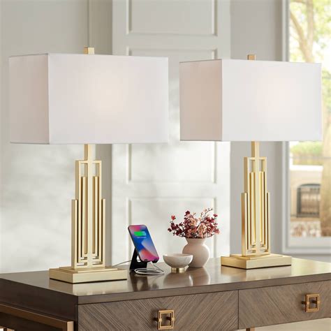 Buy 360 Lighting Sonia Modern Table Lamps 29 12 Tall Set Of 2 With