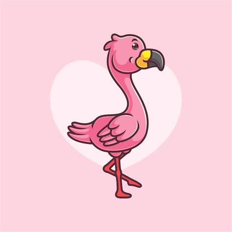 Desenho De Pássaro Flamingo Fofo Vetor Premium