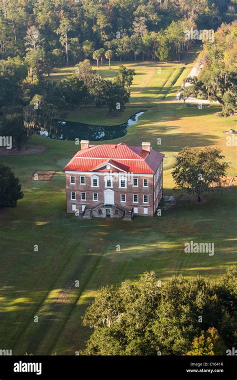Aerial View Of Drayton Hall Plantation Charleston South Carolina Stock