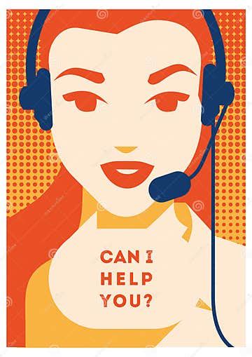 Call Center Operator With Headset Poster Client Services And