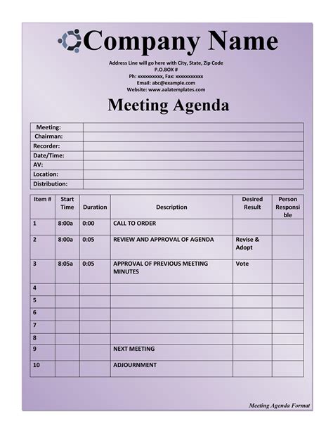 46 Effective Meeting Agenda Templates Templatelab