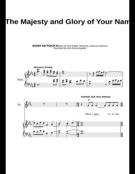 The Majesty And Glory Of Your Name Sheet Music For Piano Voice