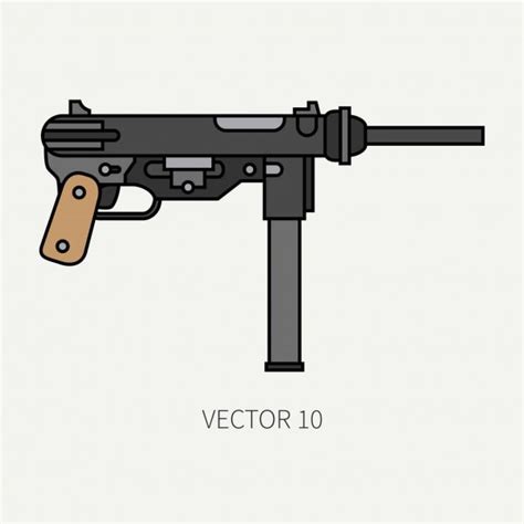 Graphic Silhouette Uzi Submachine Gun With Ammo Vektorgrafik