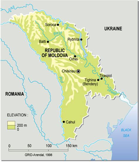 Moldova Topographic Map Grid Arendal