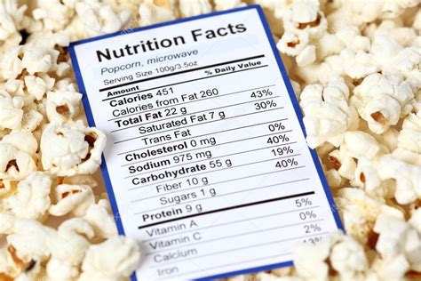 Nutrition Facts Of Popcorn — Stock Photo © Rosinka79 61202281