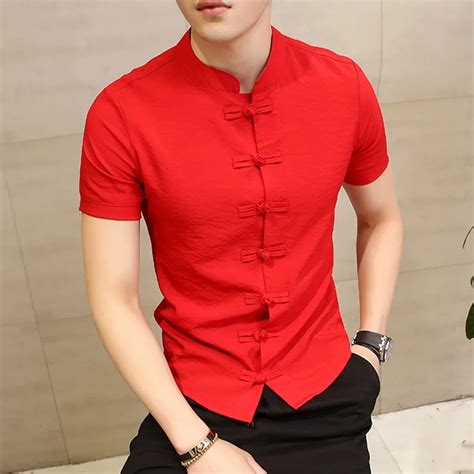 Pure Linen Chinese Men Shirt Culture Short Sleeve Chinese Traditional