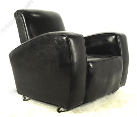Pair Of Black Leather Art Deco Club Chairs Antiques Atlas