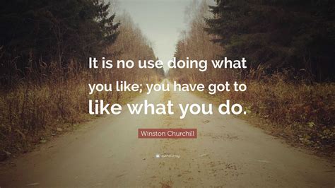 Winston Churchill Quote “it Is No Use Doing What You Like You Have Got To Like What You Do”