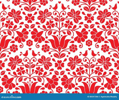 Seamless Kalocsai Embroidery Hungarian Floral Folk Art Pattern