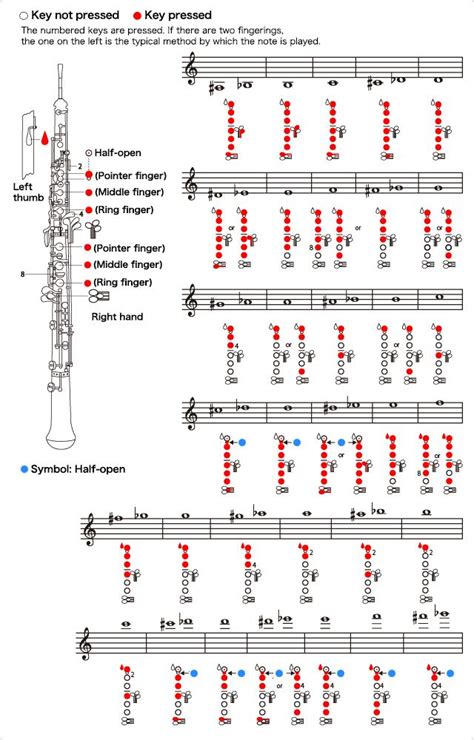 Oboe Fingering Table Oboe Oboe Music Clarinet Music