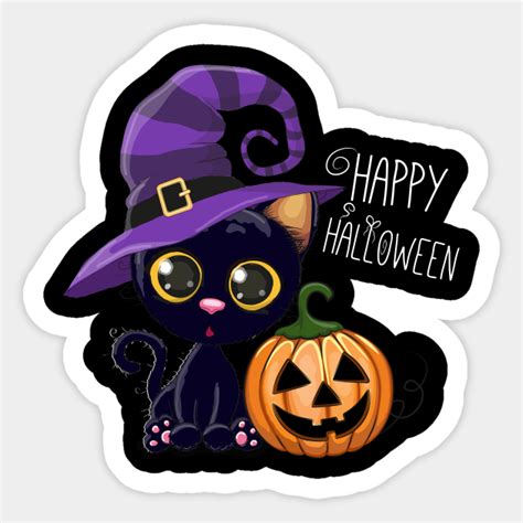 Happy Halloween Cartoon Black Cat Halloween Black Cat Sticker