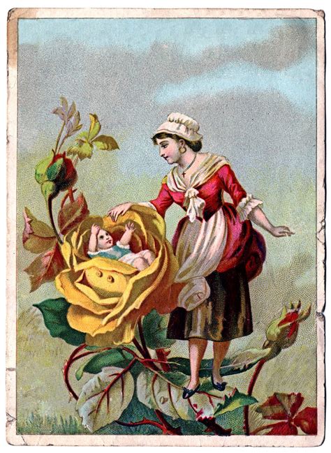 Victorian Clip Art Lady With Rose Baby The Graphics Fairy