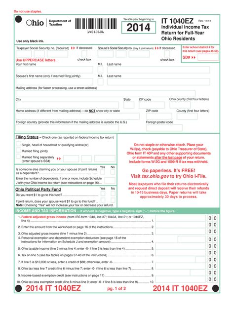 Ohio Form 2012 It 1040ez Fill Out And Sign Online Dochub