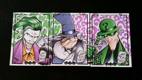 joker penguin and riddler andrea parisi in giovanni zagaria s sketch cards collection