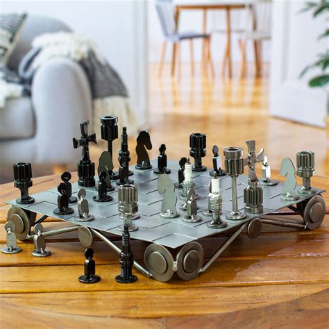 Kiva Store Unique Recycled Auto Part Chess Set Recycling Challenge