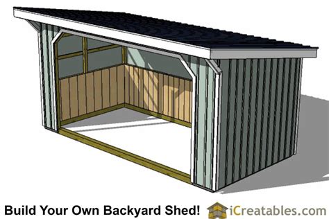 10x20 Run In Shed Plans Front View Run In Shed Corrugated Metal Roof