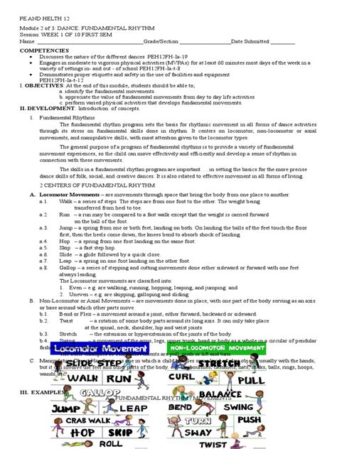 Module 2 Of 3 Pe And Health 12 Week1 Fundamental Rhythm Pdf